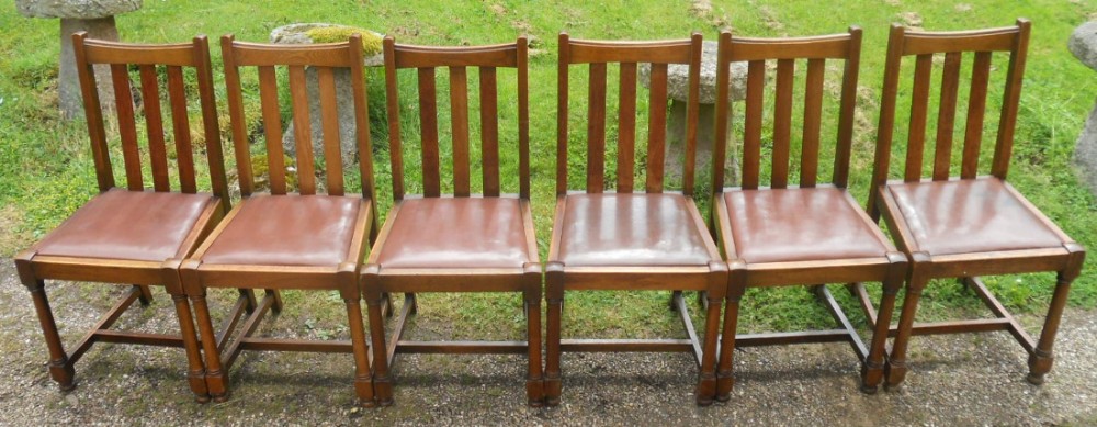 Set of Six Oak Dining Chairs 