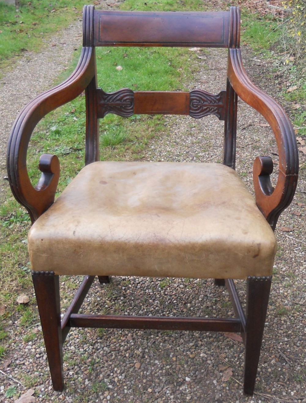 Georgian Mahogany Carver Desk Armchair 