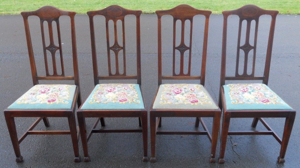 Set of Four Edwardian Mahogany Dining Chairs 