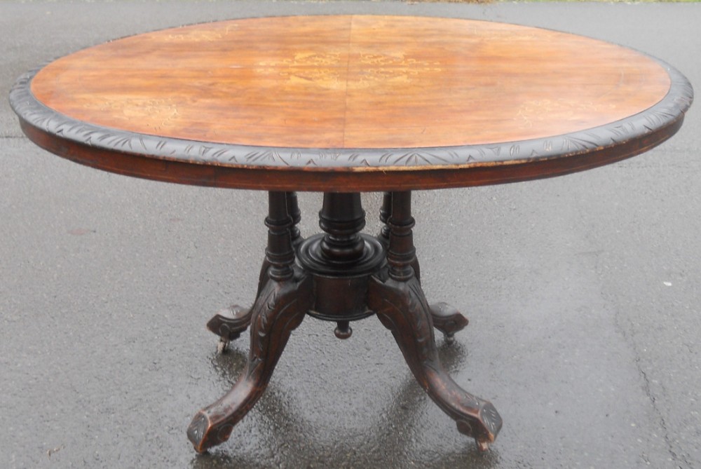 Victorian Inlaid Walnut Oval Centre Table 