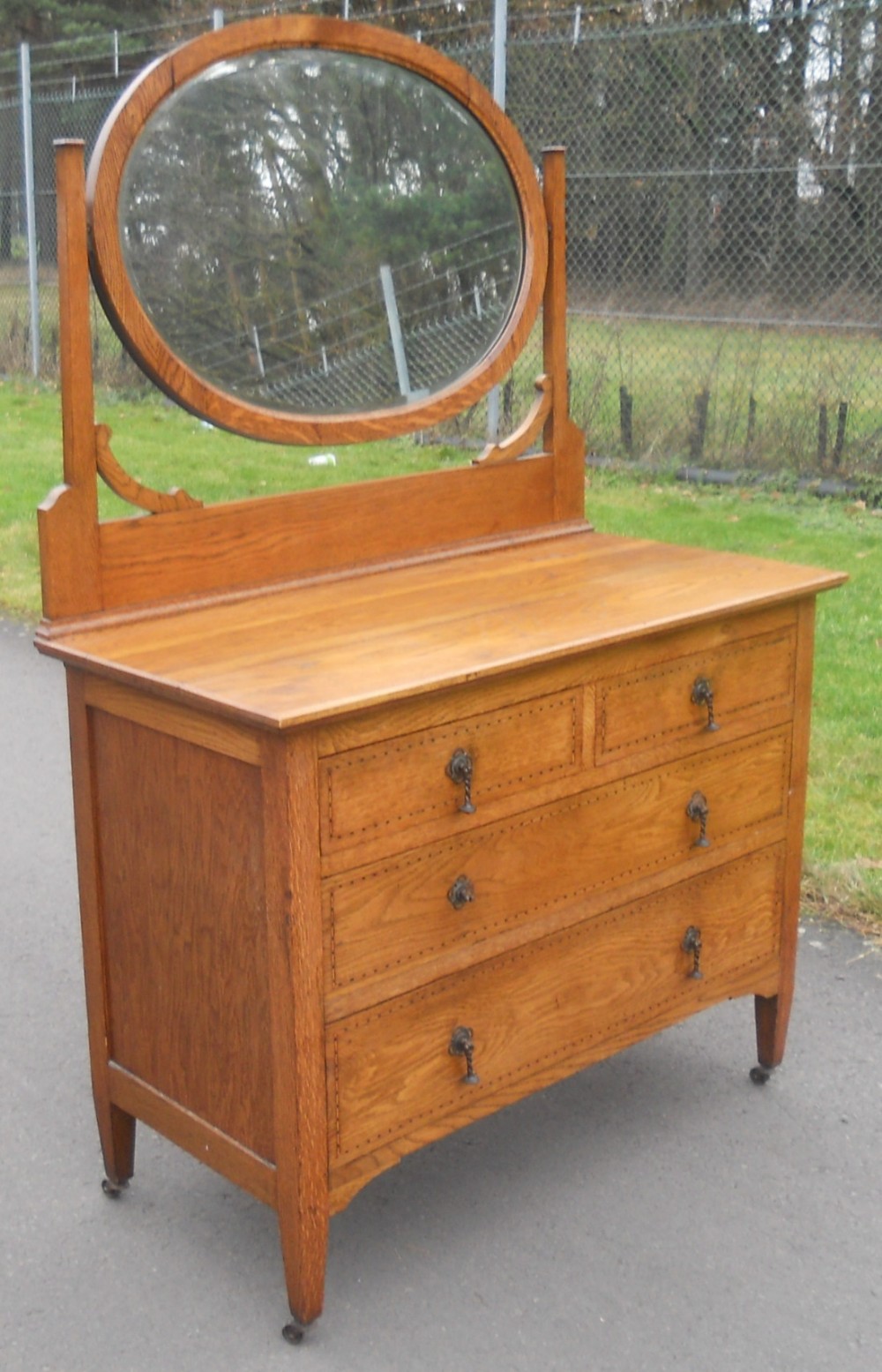 Edwardian Light Oak Dressing Chest of Drawers