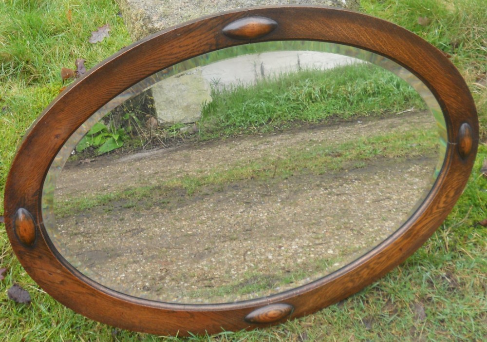 Large Oval Oak Hanging Wall Mirror