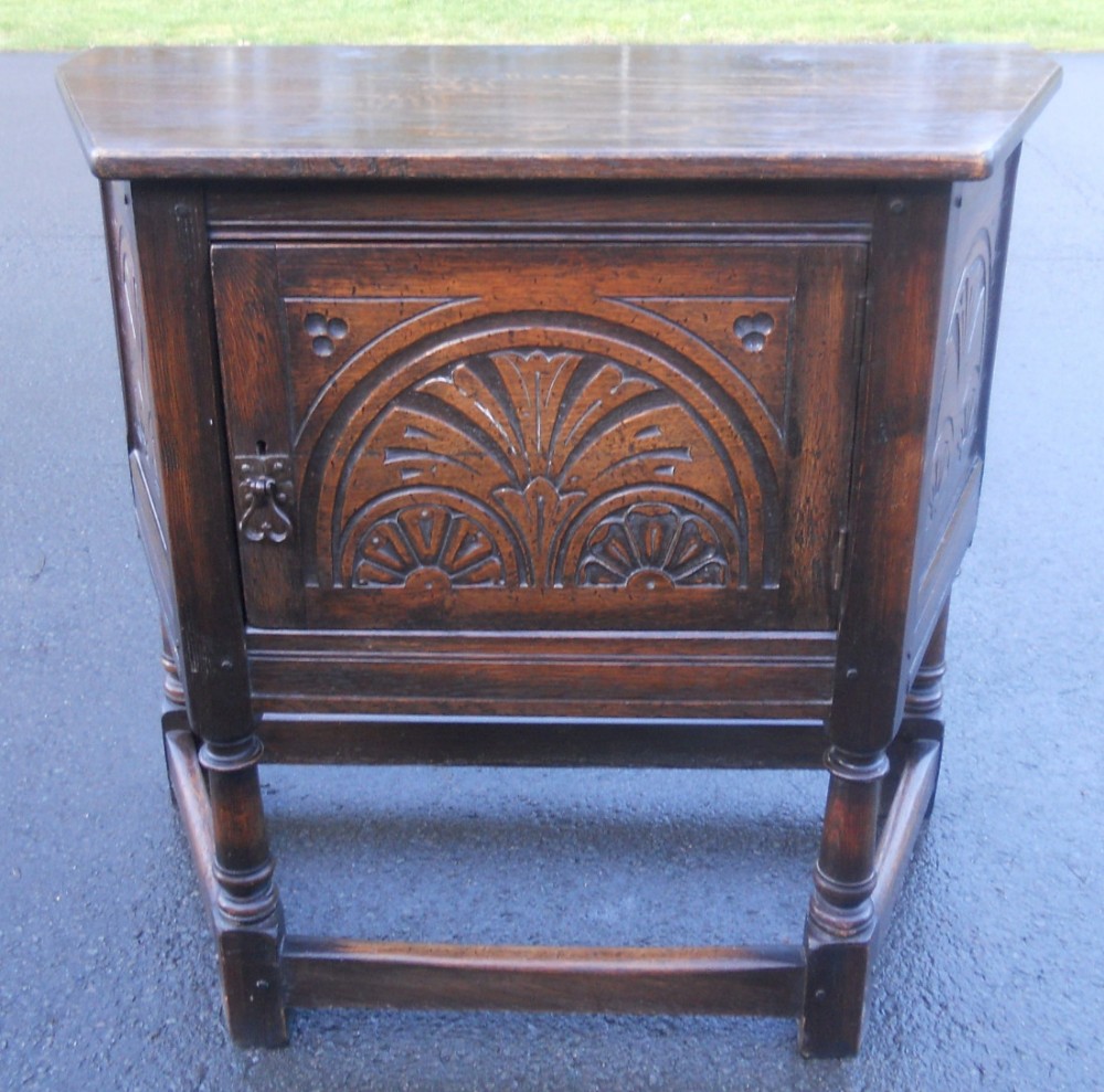Carved Oak Side Cupboard 