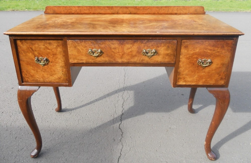 Burr Walnut Kneehole Writing Desk