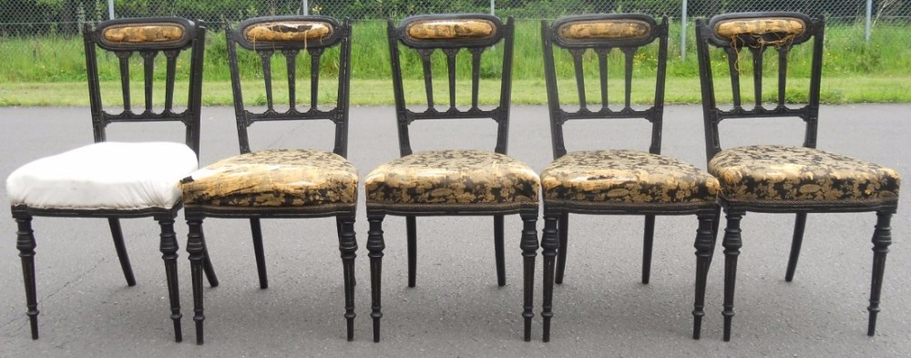 Set of Five Aesthetic Movement Dining Chairs 