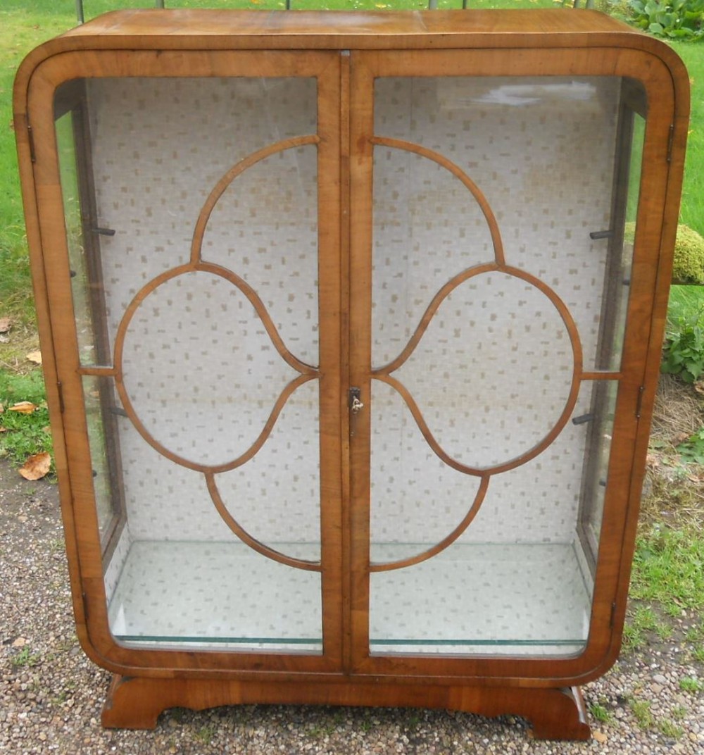 Deco Walnut China Display Cabinet 