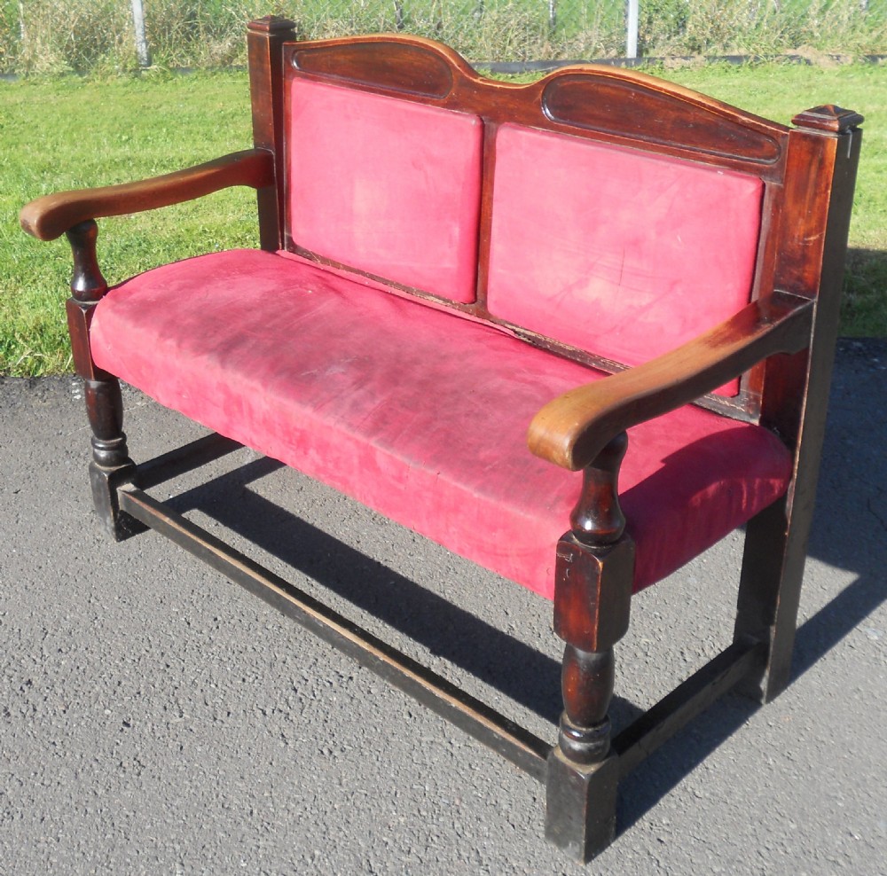 Mahogany Framed Two Seater Hall Settle 