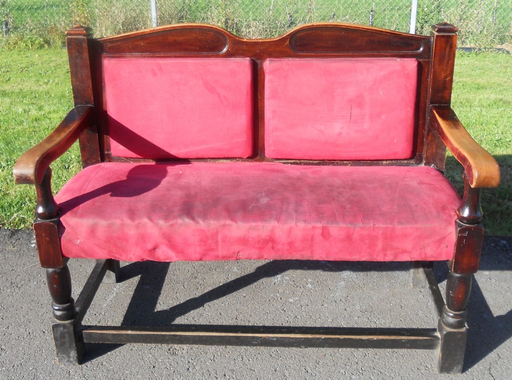 Mahogany Framed Two Seater Hall Settle  View II