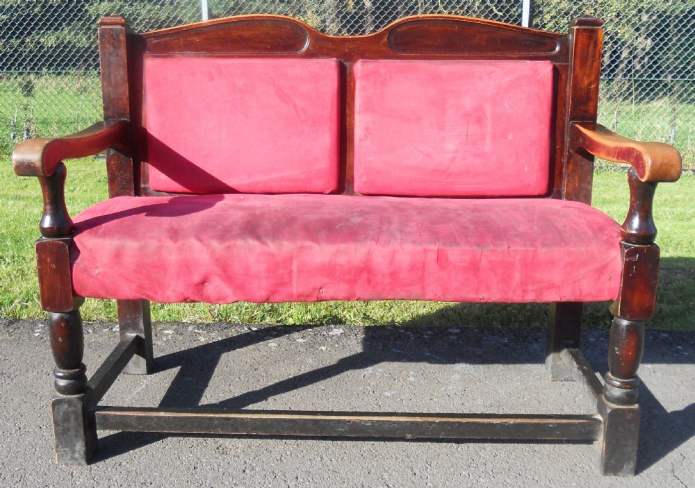 Mahogany Framed Two Seater Hall Settle  View III