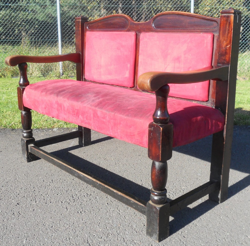Mahogany Framed Two Seater Hall Settle  View V