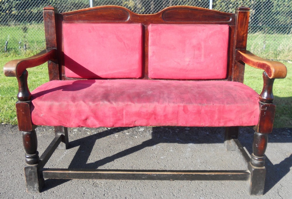 Mahogany Framed Two Seater Hall Settle  View VIII