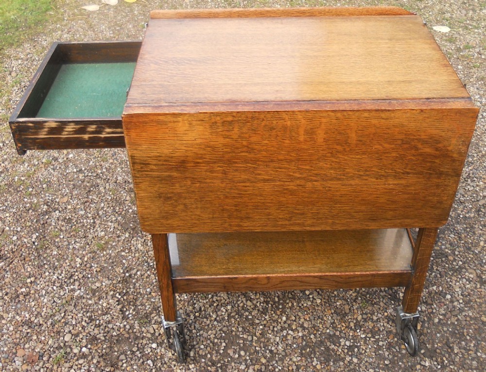 Oak Dropleaf Tea Trolley View IV