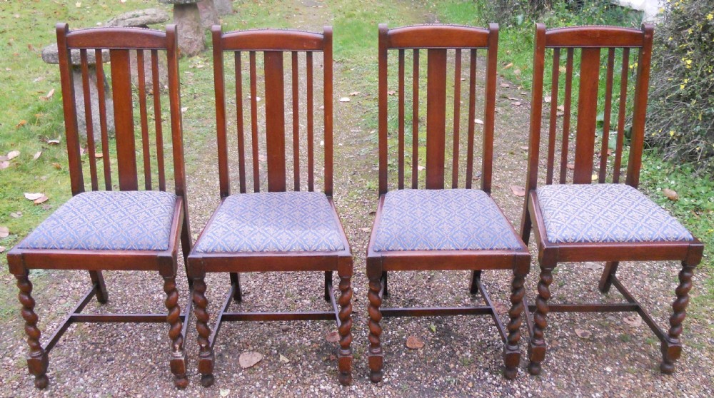 Set of Four Oak Highback Dining Chairs