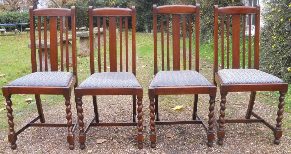 Set of Four Oak Highback Dining Chairs View II