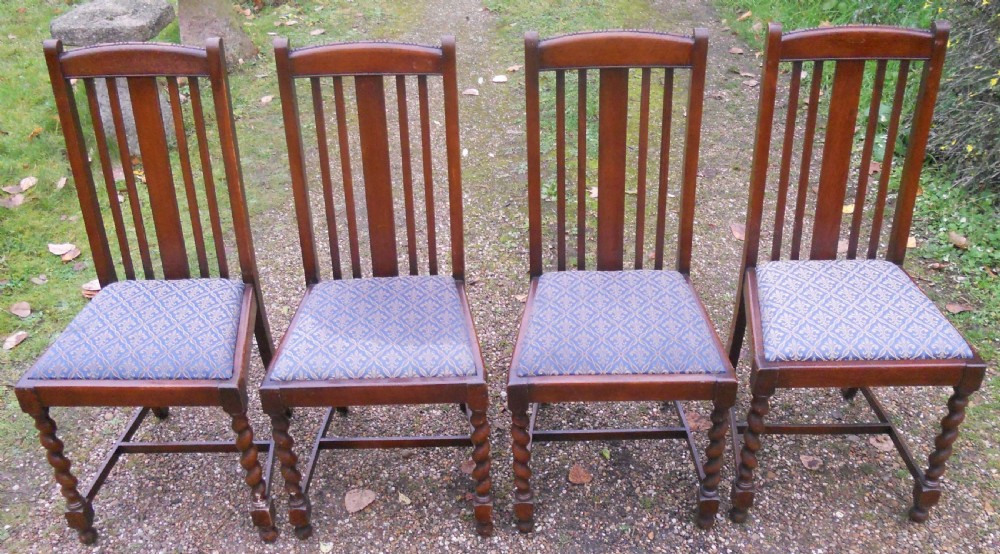 Set of Four Oak Highback Dining Chairs View III