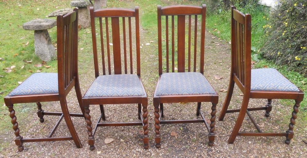 Set of Four Oak Highback Dining Chairs View V