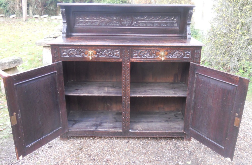 Edwardian Carved Dark Oak Sideboard  View XI
