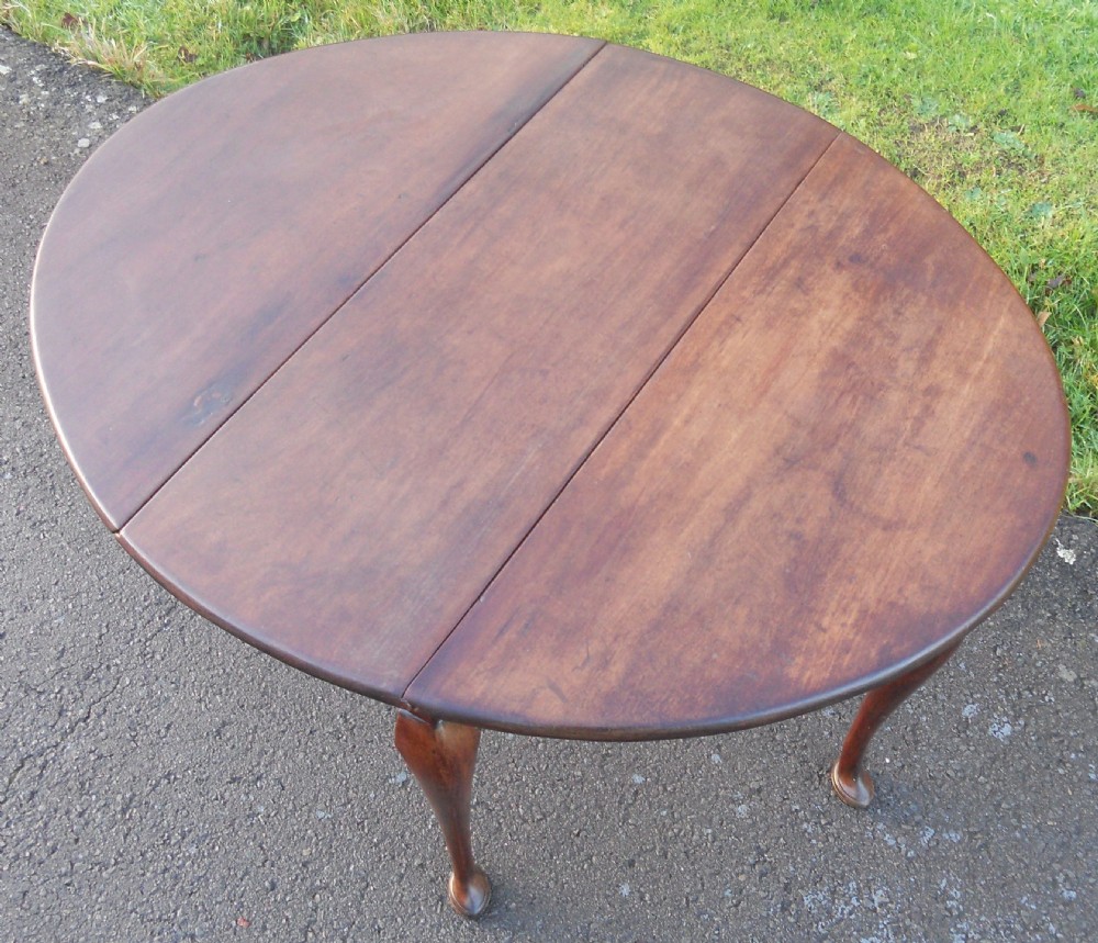 Georgian Small Mahogany Oval Dropleaf Dining Table  View XI