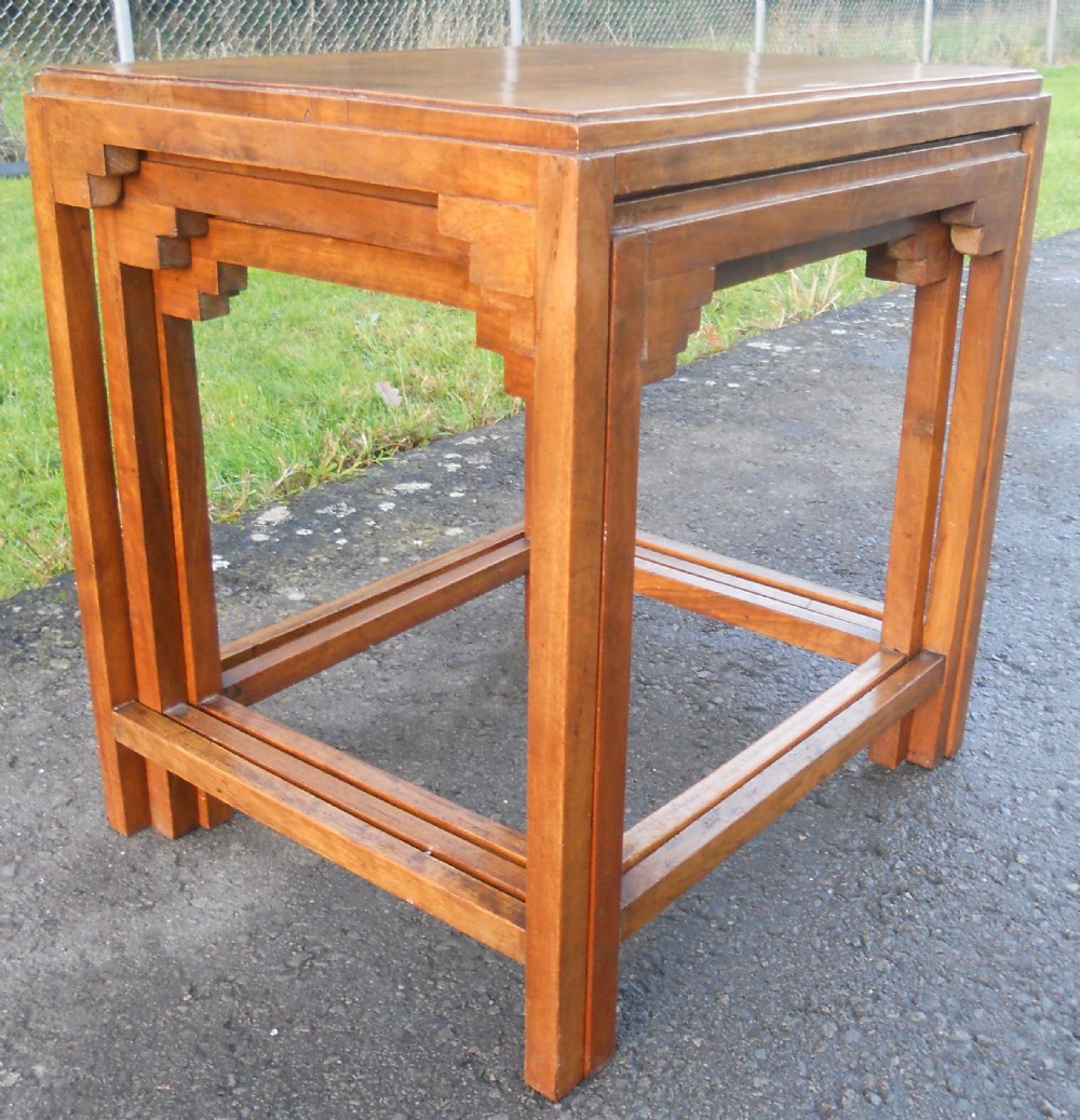 Deco Mahogany Nest of Three Coffee Tables 