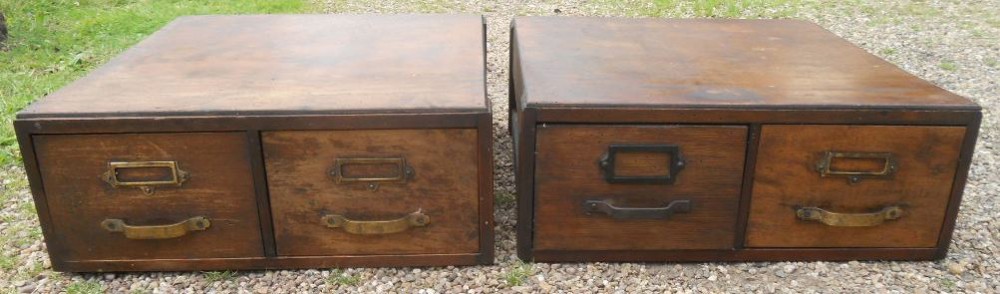 Pair Oak Index Filing Drawers
