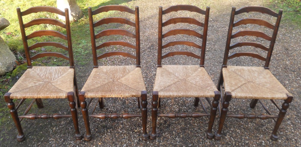 Set of Four Beech & Elm Ladderback Chairs  View II