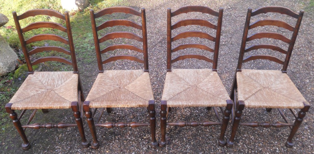 Set of Four Beech & Elm Ladderback Chairs  View III