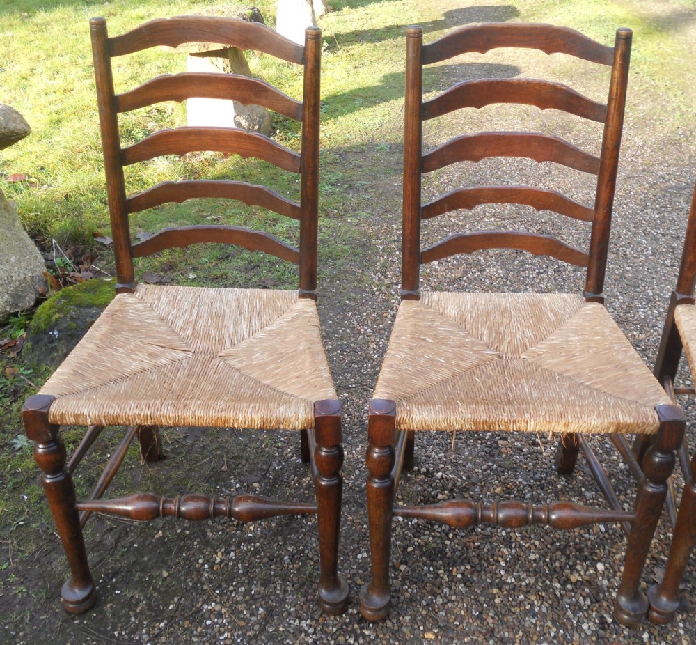 Set of Four Beech & Elm Ladderback Chairs  View IV