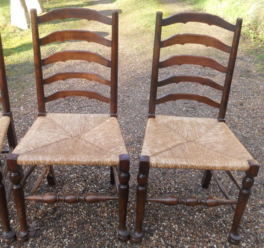 Set of Four Beech & Elm Ladderback Chairs  View V