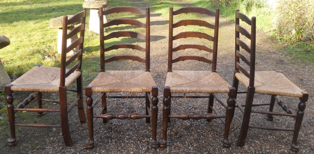 Set of Four Beech & Elm Ladderback Chairs  View VIII