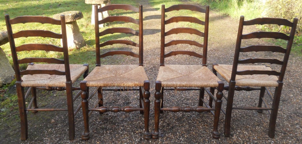 Set of Four Beech & Elm Ladderback Chairs  View IX