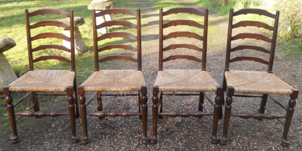 Set of Four Beech & Elm Ladderback Chairs  View X