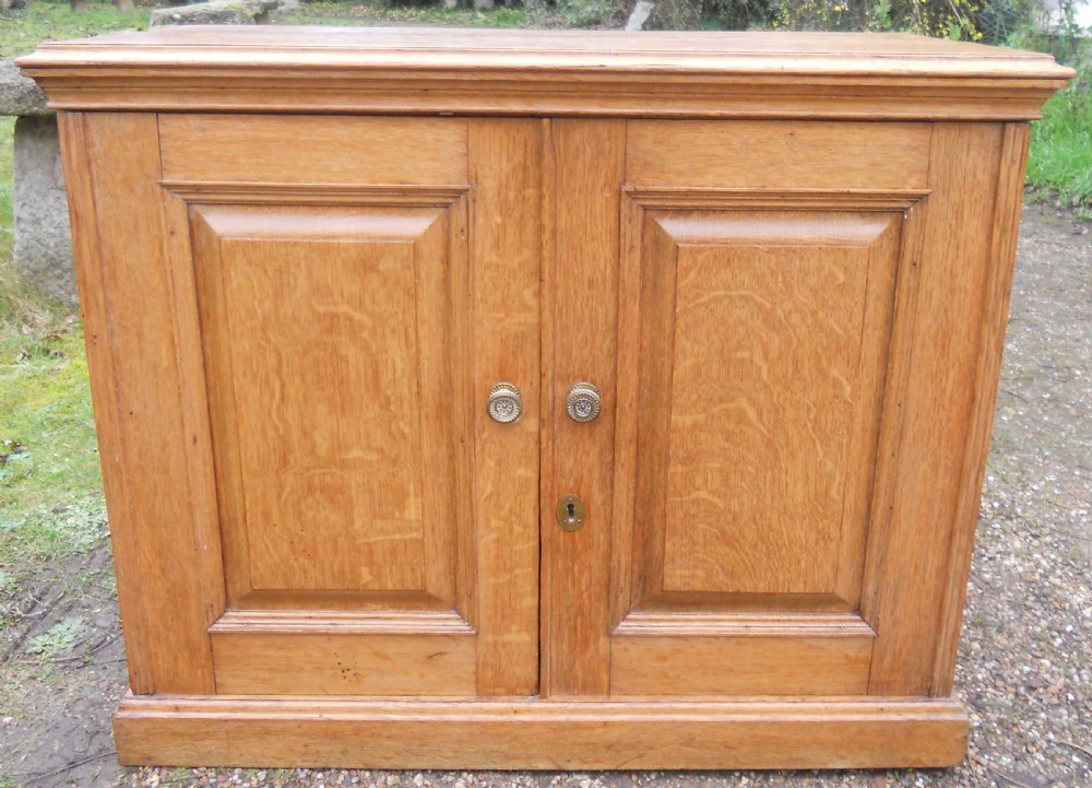 Edwardian Panelled Oak Low Cupboard  View II
