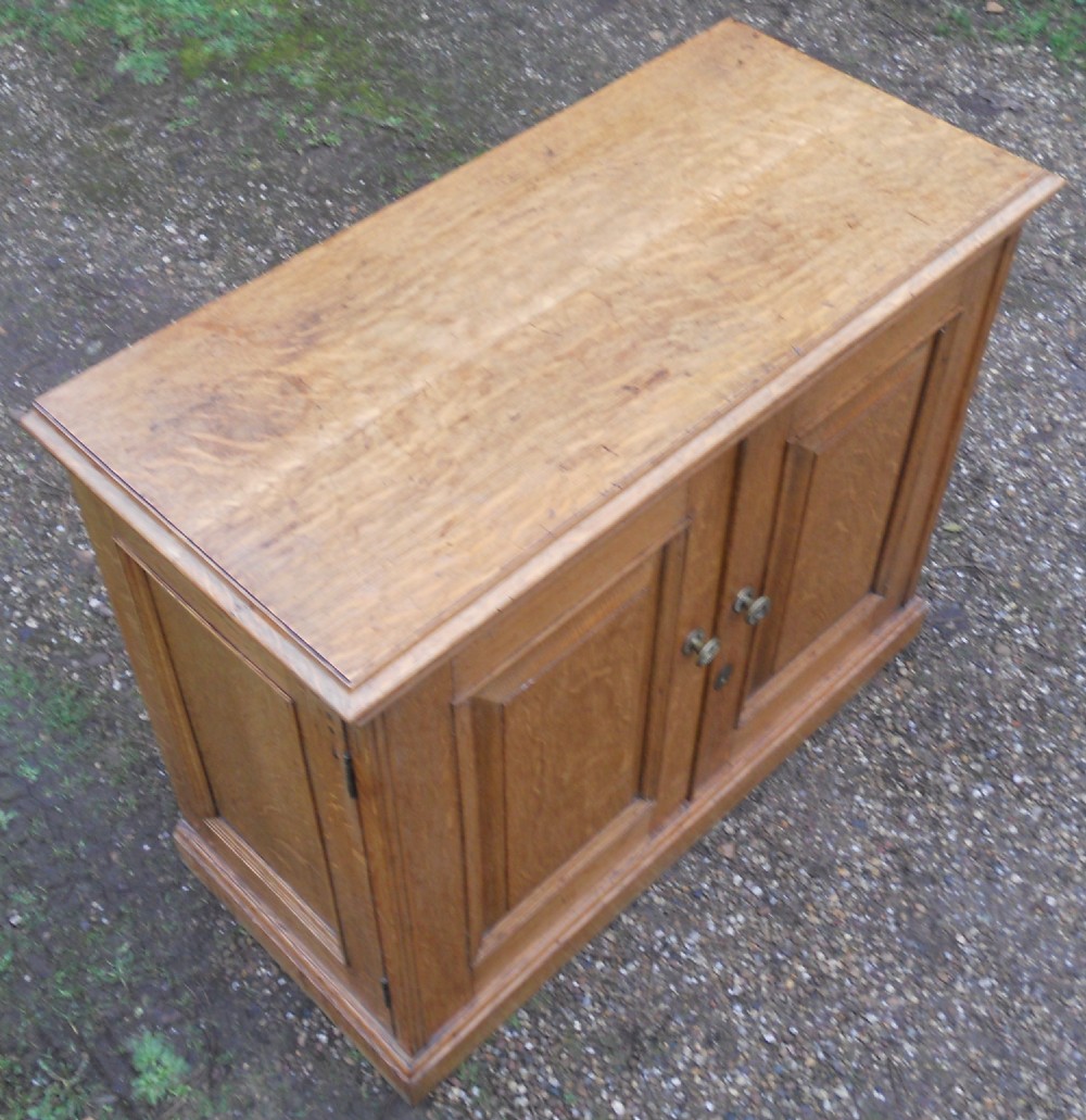 Edwardian Panelled Oak Low Cupboard  View VI