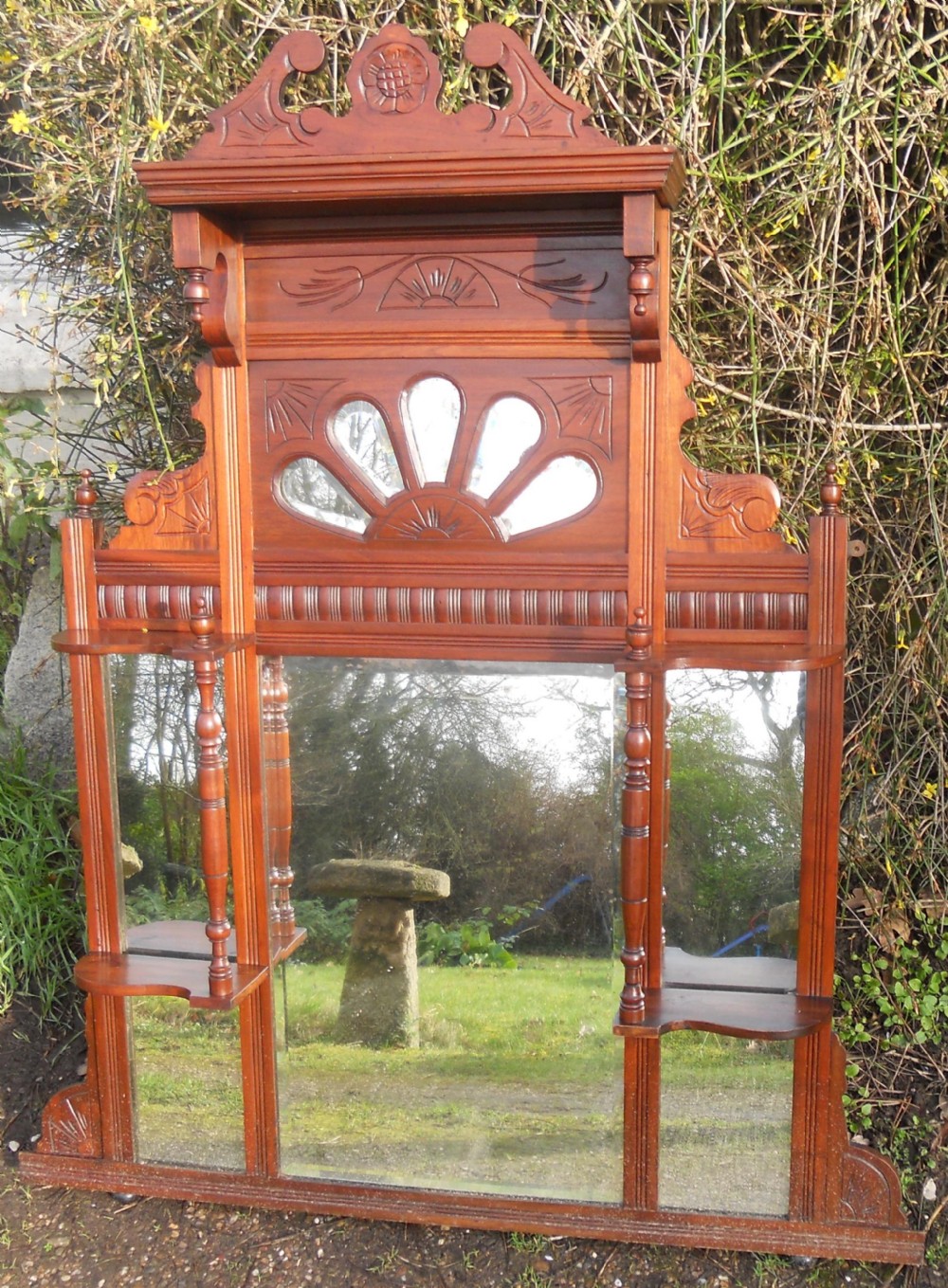 Edwardian Mahogany Overmantle Mirror