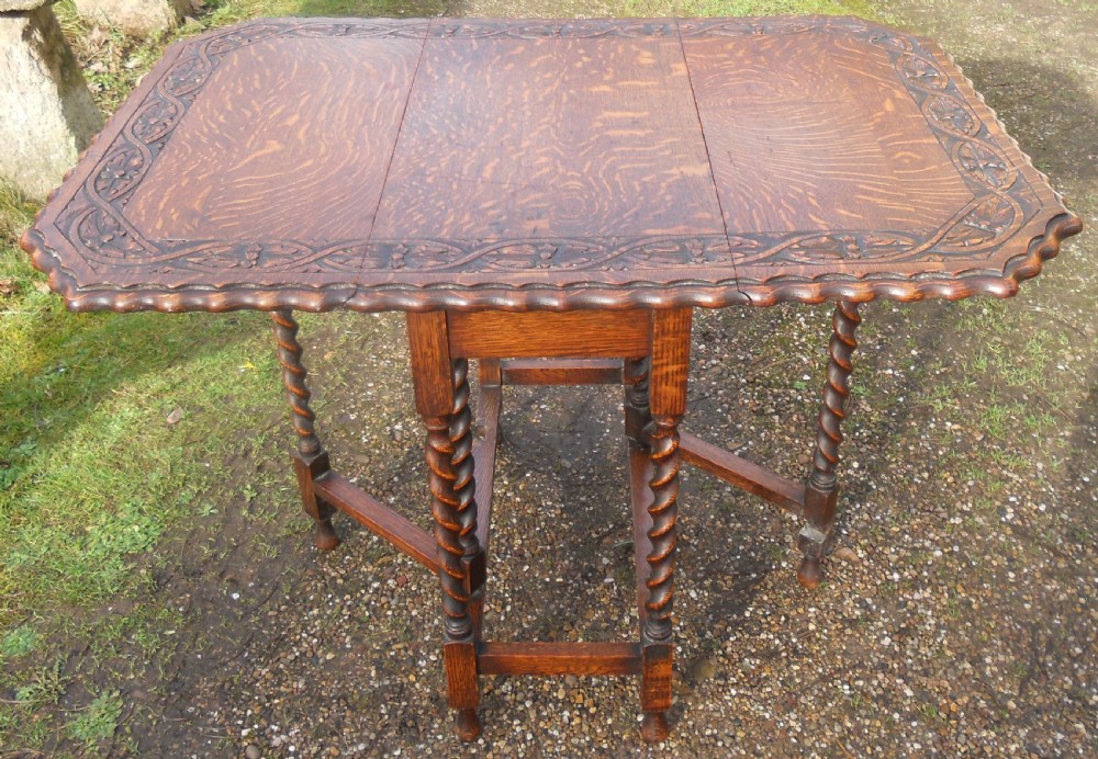 Carved Oak Small Gateleg Dining Table  View VII