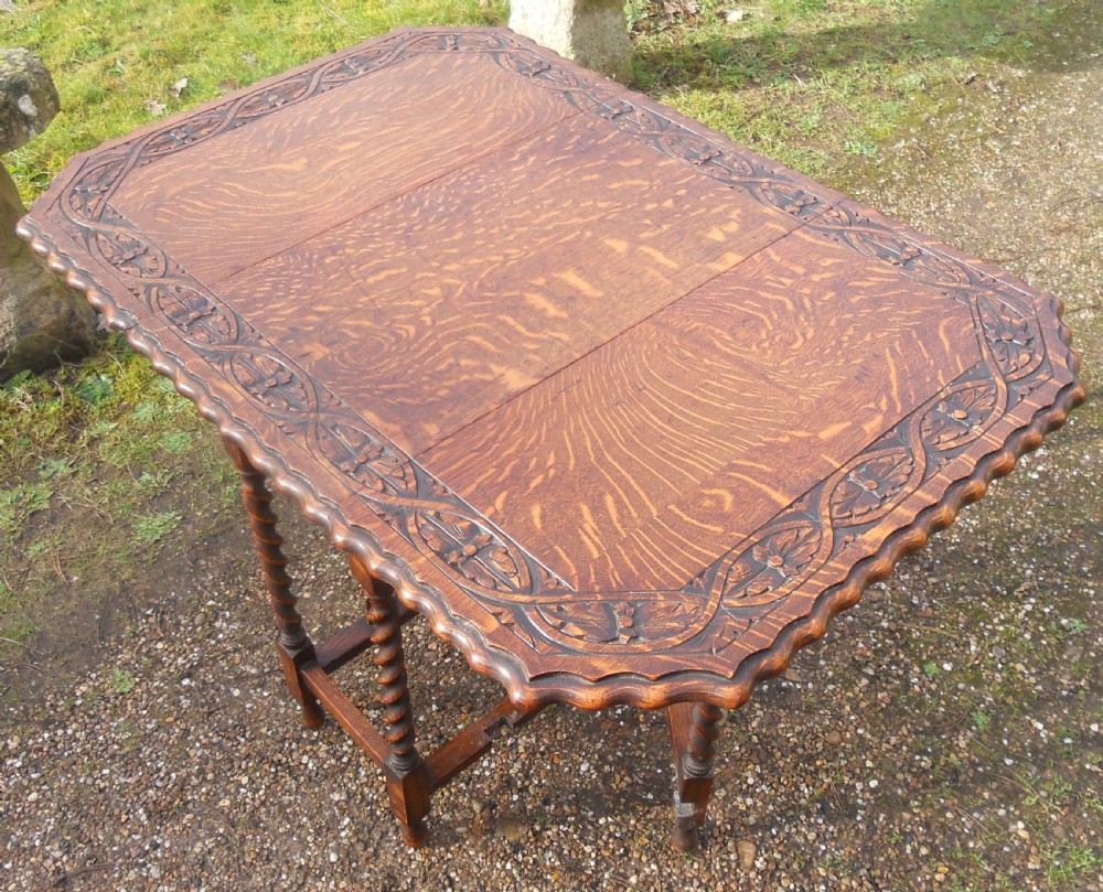 Carved Oak Small Gateleg Dining Table  View VIII