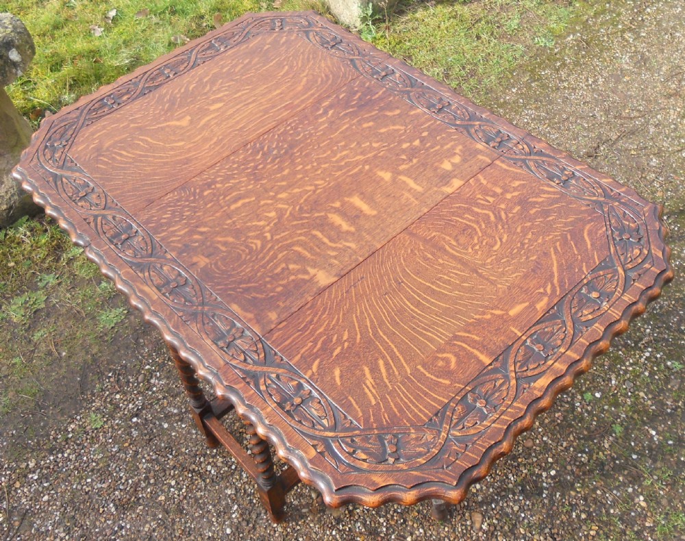 Carved Oak Small Gateleg Dining Table  View IX