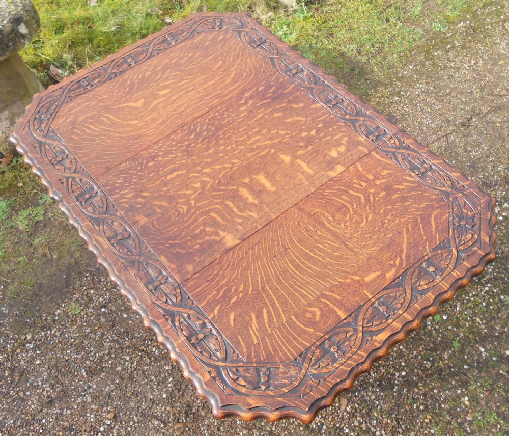 Carved Oak Small Gateleg Dining Table  View X