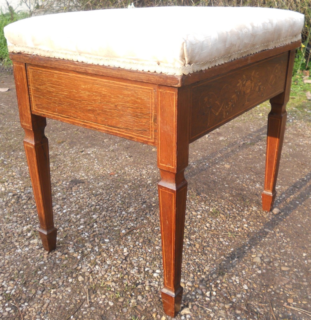 Edwardian Inlaid Mahogany Piano Stool View III