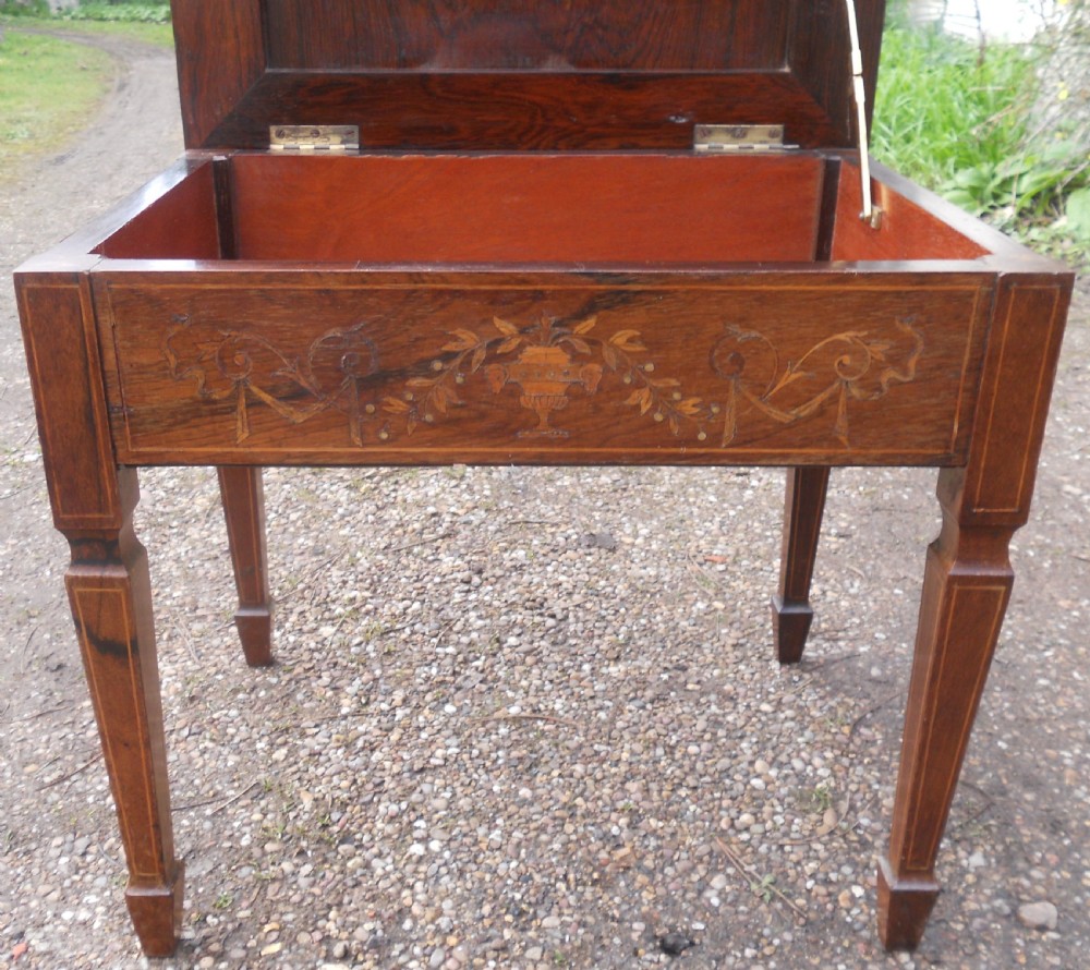 Edwardian Inlaid Mahogany Piano Stool View VII