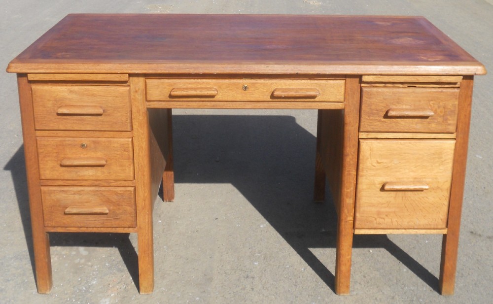 Pedestal Oak Office Writing Desk 