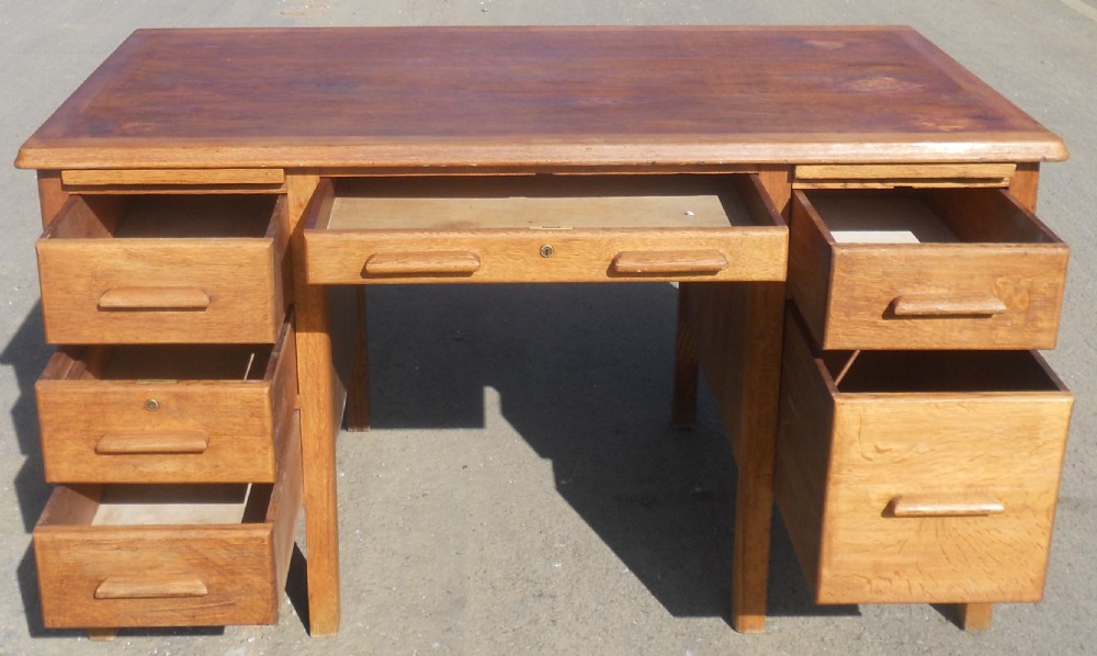 Pedestal Oak Office Writing Desk  View IV