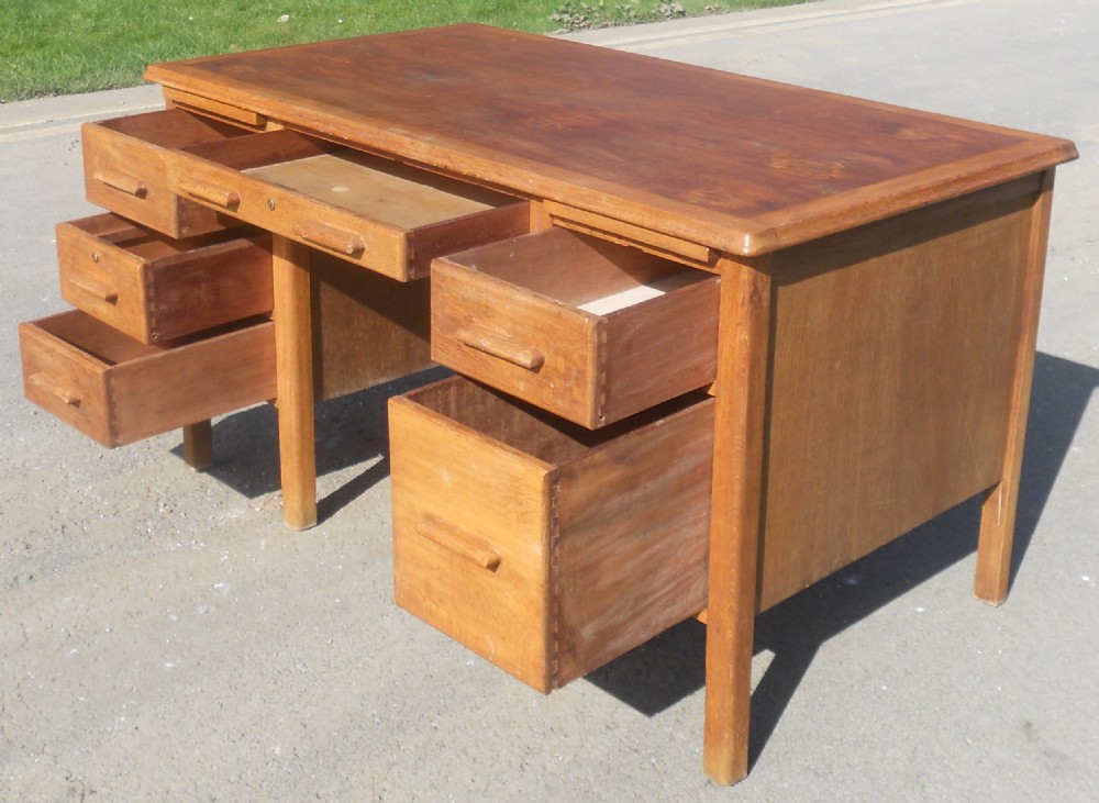 Pedestal Oak Office Writing Desk  View V