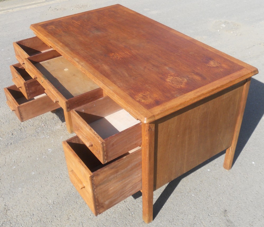 Pedestal Oak Office Writing Desk  View VI