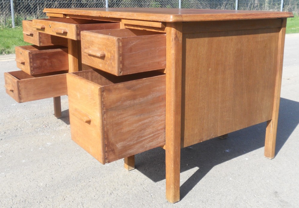 Pedestal Oak Office Writing Desk  View VII