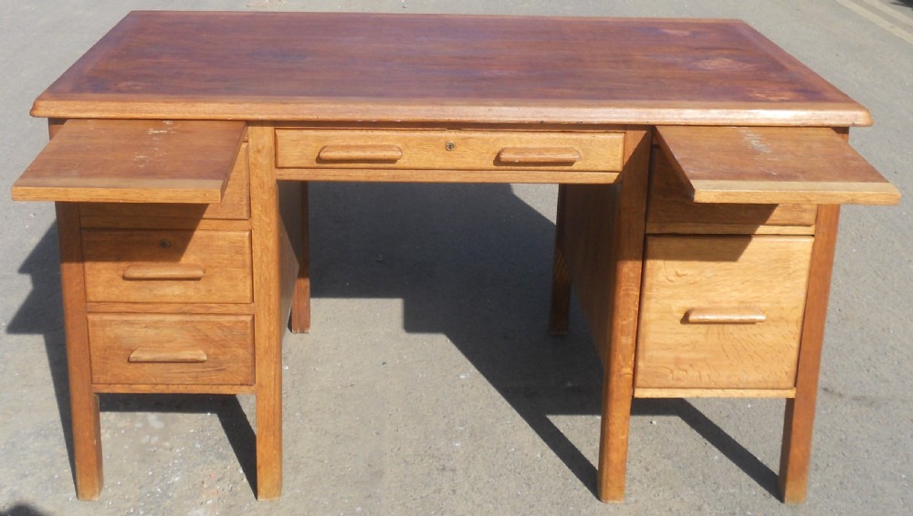 Pedestal Oak Office Writing Desk  View VIII