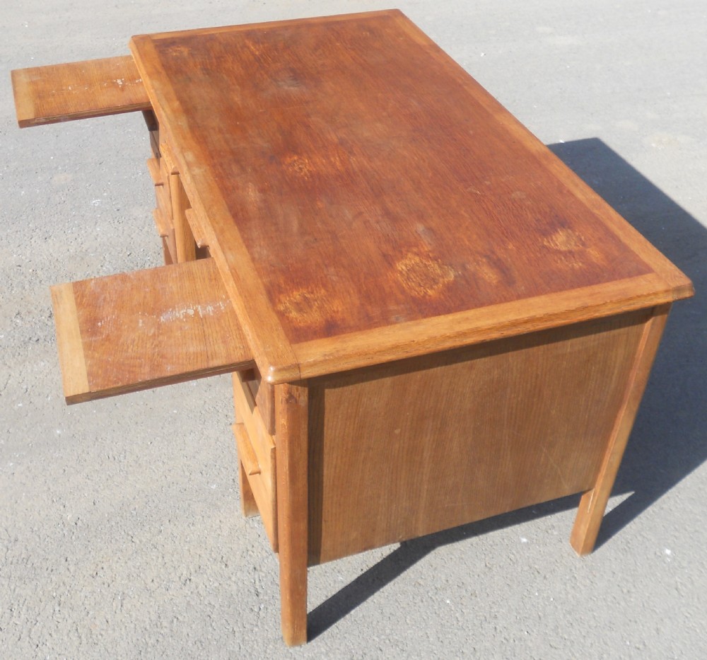 Pedestal Oak Office Writing Desk  View IX