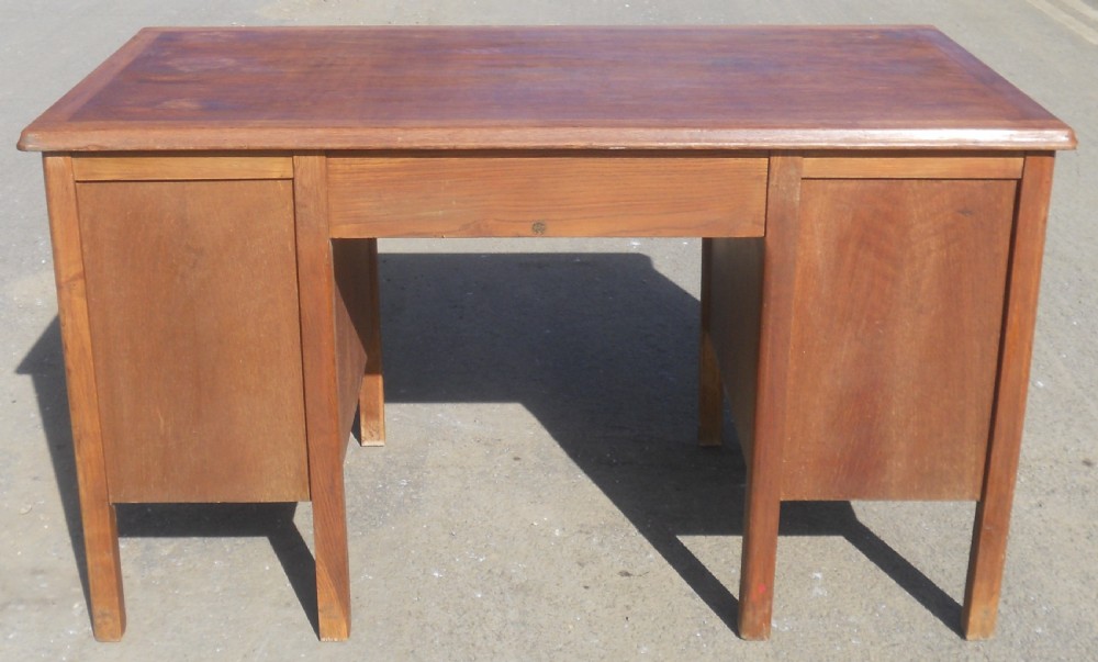 Pedestal Oak Office Writing Desk  View XI