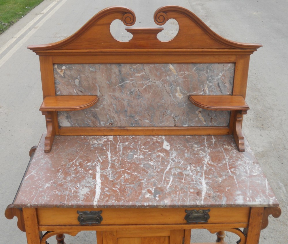 Edwardian Satin Walnut Marble Top Washstand View V