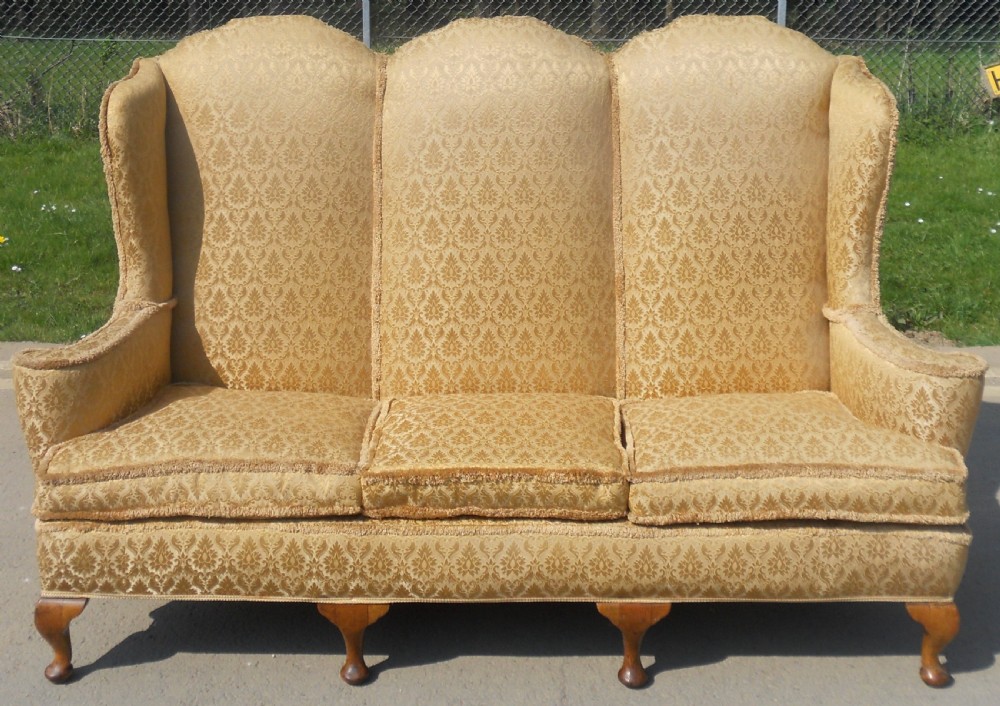 Wingback Three Seater Upholstered Settee